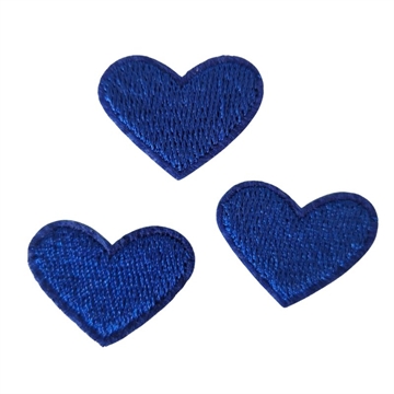 Strygemærke 3 stk hjerter blå 2,5x2 cm